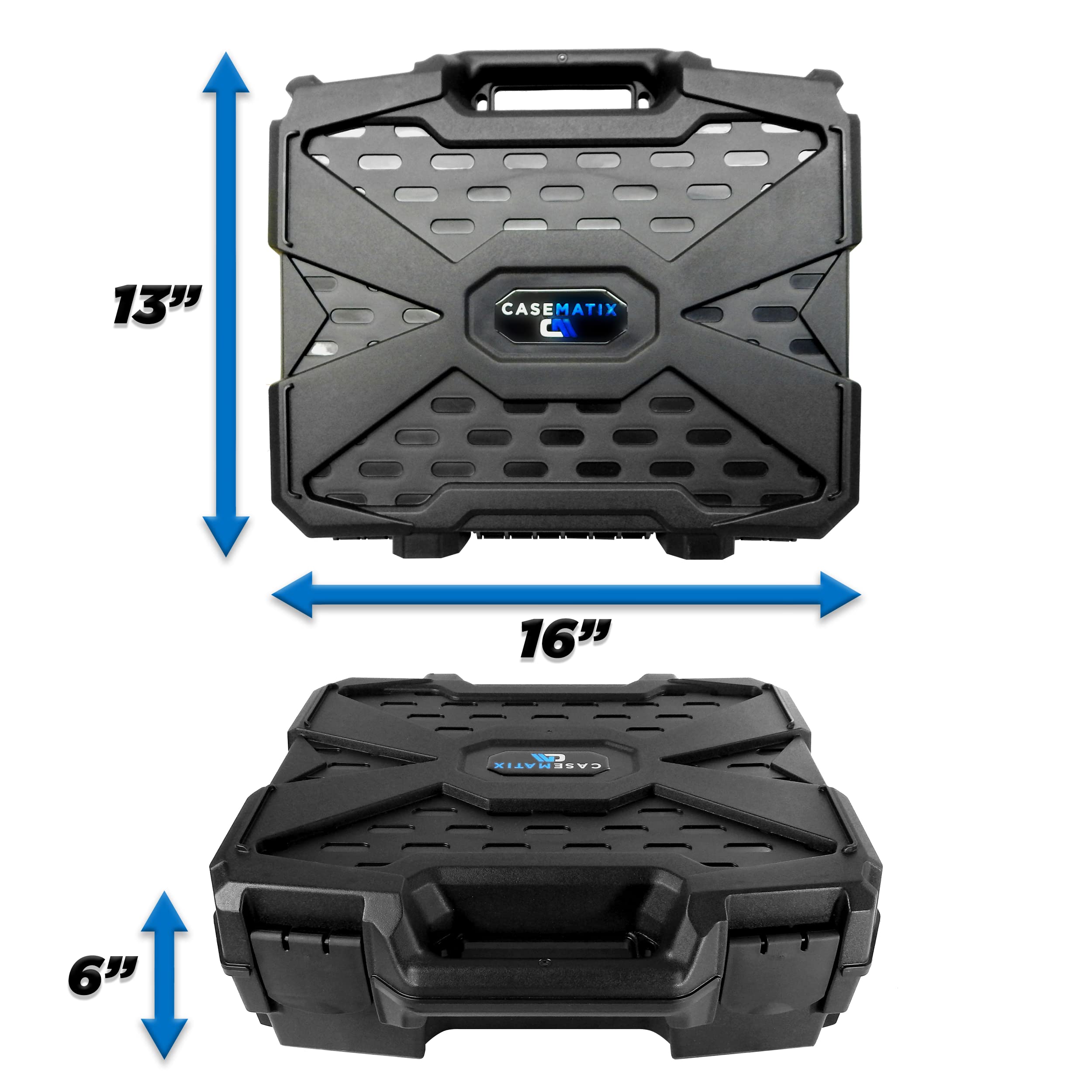CASEMATIX Miniature Storage Hard Shell Figure Case - Dual Layer Customizable Foam Miniature Case for Carrying Standard Miniatures, Large Units and Vehicles, Compatible with Warhammer 40k, DND & More!