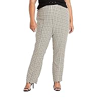 Who What Wear Women's Plaid High-Rise Straight Leg Spilt Front Trousers - (Beige, 16)