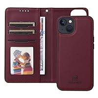 Cell Phone Flip Case Cover Compatible with iPhone 13 Case Compatible with iPhone 14 6.1inch Wallet Case Detachable Back Case with Card Holder/Wrist Strap, PU Leather Flip Folio Case with Magnetic Stan
