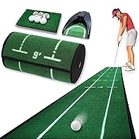 SEAVER GOLF Putter Mat, 9-Piece Set, Practice Approach, Putter Practice Mat, Golf, Putter Cup, Auto Return