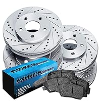 PowerSport Front Rear Brakes and Rotors Kit |Front Rear Brake Pads| Brake Rotors and Pads| Ceramic Brake Pads and Rotors |fits 2015-2017 Chrysler 200