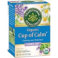 Traditional Medicinals Organic Cup of Calm Lavender Mint Herbal Tea, Calming & Relaxing, (Pack of 1) - 16 Tea Bags