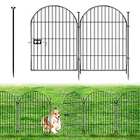 ADAVIN Garden Fence Animal Barrier with Gate 36 in(H)×50 Ft(L) 22 Panels,Rustproof Metal Wire Tall Fencing Border for Dogs Rabbits,Outdoor no dig pet Fences, Arched Black Flower Edging for Yard.