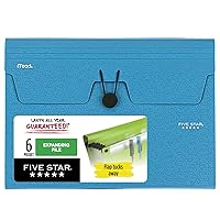 Five Star 6 Pocket Expanding File Organizer, Plastic Expandable File Folders with Pockets and Tab Inserts, Holds 11