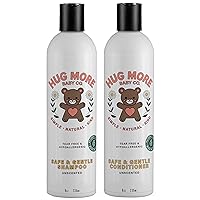 Hug More Gentle Baby Shampoo & Conditioner – Unscented Pack of 2 – Tear-Free, Hypoallergenic – 8 Ounce
