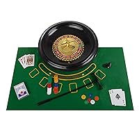 Trademark Poker Roulette Wheel Set – 16-Inch Gambling Wheel with Reversible Roulette and Black Jack Table Cotton, Chips, 2 Decks of Cards, and More