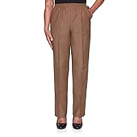Alfred Dunner womens Plus-sizeclassic Signature Fit Textured Trousers With All-around Elastic Waistband Casual Pants, Taupe, 18 Plus