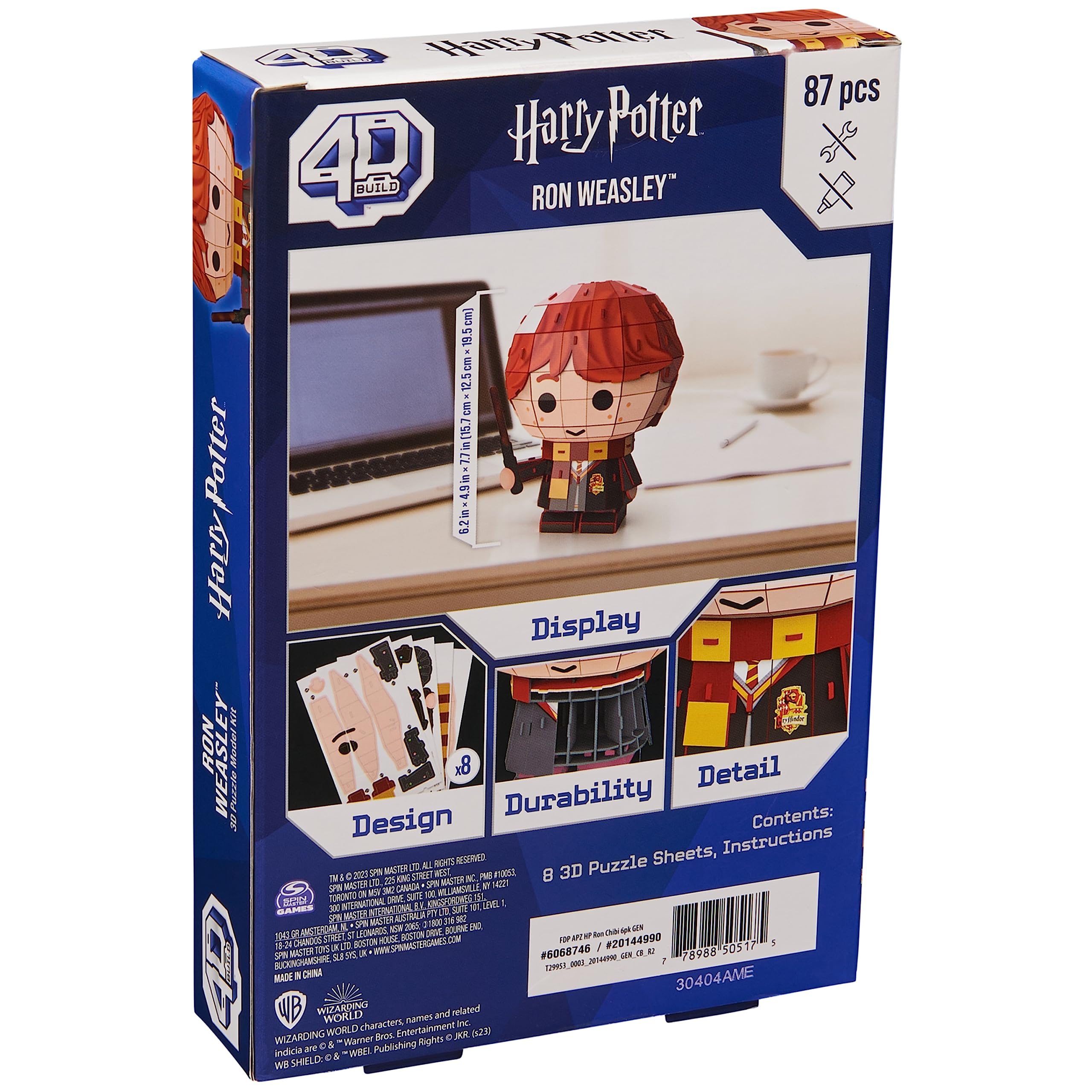 4D Build, Harry Potter Ron Weasley 3D Puzzle Model Kit 87 Pcs | Harry Potter Gifts Desk Decor | Building Toys | 3D Puzzles for Adults & Teens 12+