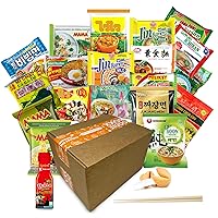 FOODIE BOXX Asian Instant Variety Ramen Noodles with Samyang Hot Sauce (15 Pack, Veggie)
