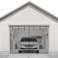 eletecpro Magnetic Garage Screen Door for 1 Car Garage 8x7 Ft, Sturdy Heavy Duty Fiberglass Mesh Door Screen with Magnets, Breathable Door Curtain Cover Kit with 6 Strapping Tapes