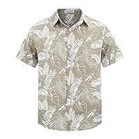 Boy's Button Down Hawaiian Shirt Short Sleeve, Kids Summer Beach Hawaiian Shirts for Boysfor 7-14 Years