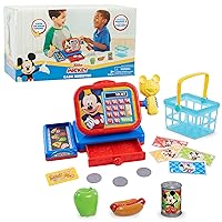 Disney Junior Mickey Mouse Realistic Sounds Toy Cash Register with Pretend Play Money, 14-pieces, Officially Licensed Kids Toys for Ages 3 Up, Amazon Exclusive