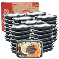 16oz Meal Prep Containers, 50Pcs Microwavable Reusable Food Containers with Lids for Food Prepping, Disposable Lunch Boxes, Stackable, BPA Free, Freezer Dishwasher Healthy
