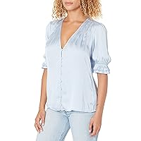 PAIGE Women's Carinne Short Sleeve V-Neck Button Down Top