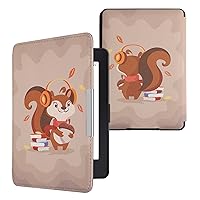 kwmobile Case Compatible with Amazon Kindle Paperwhite Case - eReader Cover - Cute Squirrel Brown/Red/Beige