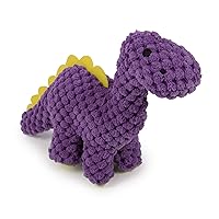 goDog Checkers Just for Me Dinos Bruto Squeaky Plush Dog Toy, Chew Guard Technology - Purple, Mini