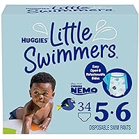 Huggies Little Swimmers Disposable Swim Diapers, Size 5-6 (32+ lbs), 34 Ct (2 packs of 17), Packaging May Vary