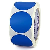 ChromaLabel 2 Inch Round Label Permanent Color Code Dot Stickers, 500 Labels per Roll, Dark Blue