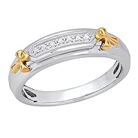 Dazzlingrock Collection 0.04 Carat (ctw) Round White Diamond Mens Cross Wedding Band, Sterling Silver