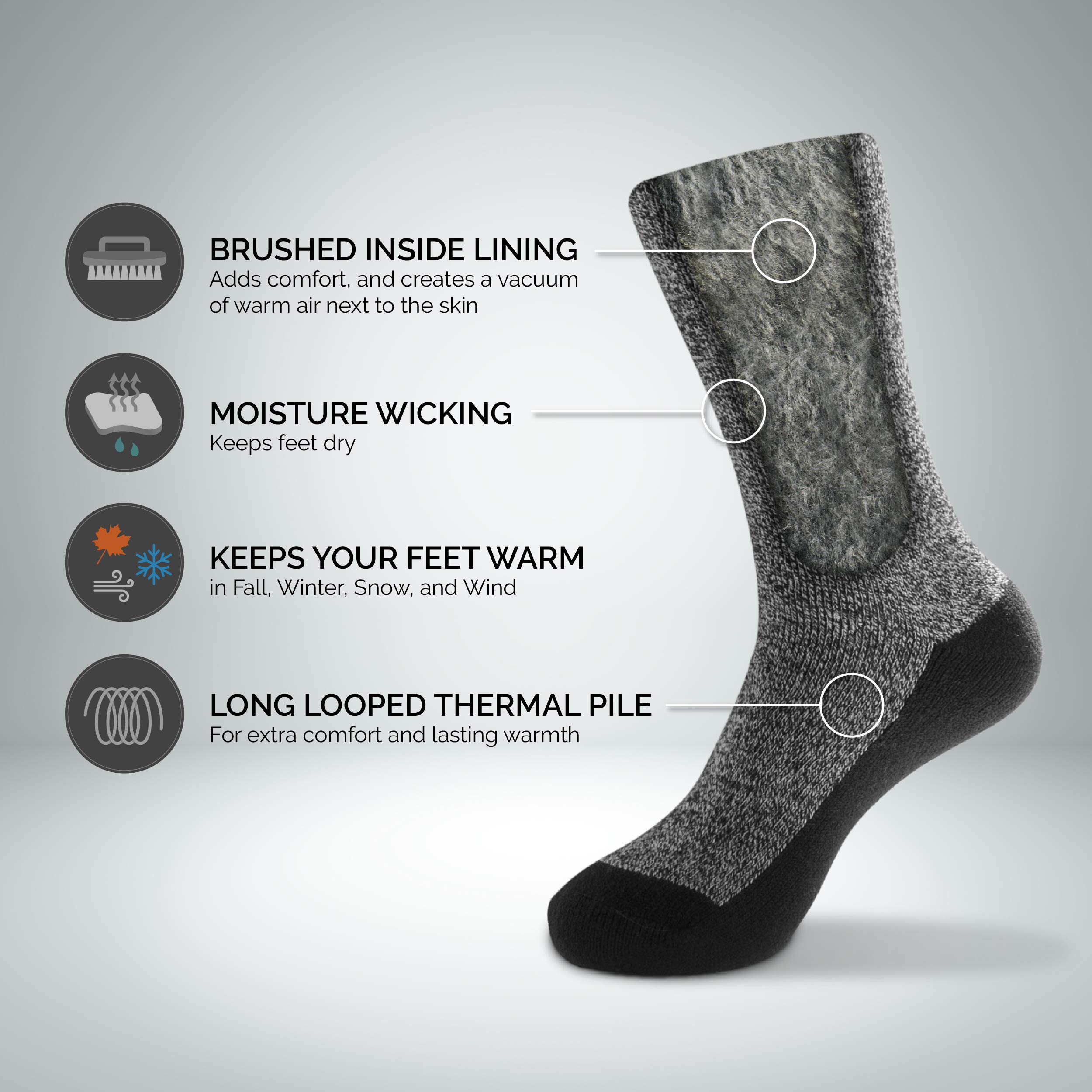 HOT FEET Boys and Girls 2 Pack Heavy Thermal Socks - Traps in Warmth - Thick Insulated Crew for Hiking and Cold Weather