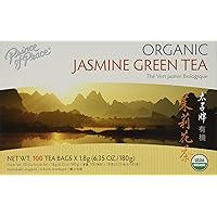Organic Jasmine Green Tea, 100 Tea Bags – 100% Organic Green Tea – Unsweetened Green Tea – Lower Caffeine Alternative to Coffee – Herbal Health Benefits