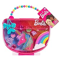 Barbie Purse Perfect Makeup Case with Accessories, 9-piece Kids Pretend Play Makeup Set, Kids Toys for Ages 5 Up by Just Play