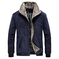 Thicken Corduroy Jacket for Men Vintage Fleece Sherpa Lined Denim Trucker Jacket Coat Casual Warm Lapel Outerwear