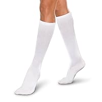 Core-Spun 20-30mmHg Moderate Graduated Compression Support Knee High Socks (White, Large)