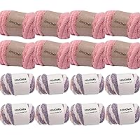 Super Bulky Chunky Blanket Chenille Yarn 16 Pack 8 lb for Arm Knitting, Blush Pink 64oz + Multi Blush Grey 64oz Luxury Thick Polyester Jumbo Weaving Crochet Craft Yarns 128oz