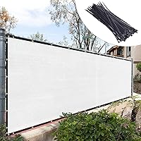 Royal Shade 5' x 50' White Fence Privacy Screen Windscreen Cover Netting Mesh Fabric Cloth - Cable Zip Ties Included (We Make Custom Size)