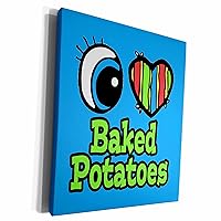 3dRose Bright Eye Heart I Love Baked Potatoes - Museum Grade Canvas Wrap (cw_105725_1)