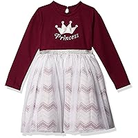 Youngland Girls' One Size Sweater Knit to Glitter Mesh Princess Dress
