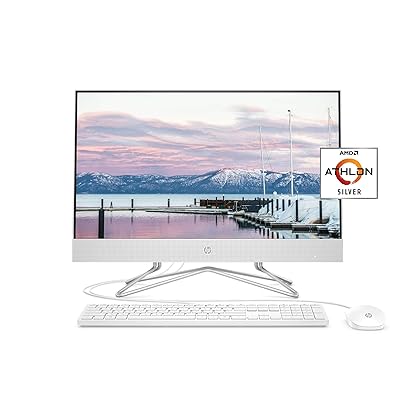 HP 24-inch All-in-One Desktop Computer, AMD Athlon Silver 3050U Processor, 8 GB RAM, 256 GB SSD, Windows 10 Home (24-dd0010, White)