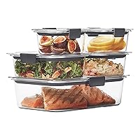 Brilliance Leak-Proof Food Storage Containers with Airtight Lids, Set of 5 (10 Pieces Total) |BPA-Free & Stain Resistant Plastic