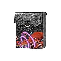 Roctopus Deck Box/Case - Belt Loop/Clip - Hard Shell Faux Leather - Compatible with Yu-Gi-Oh, MTG, CFV, Digimon, F&B & other TCG's (Black, Black Snap, No Clip, 80 Size)