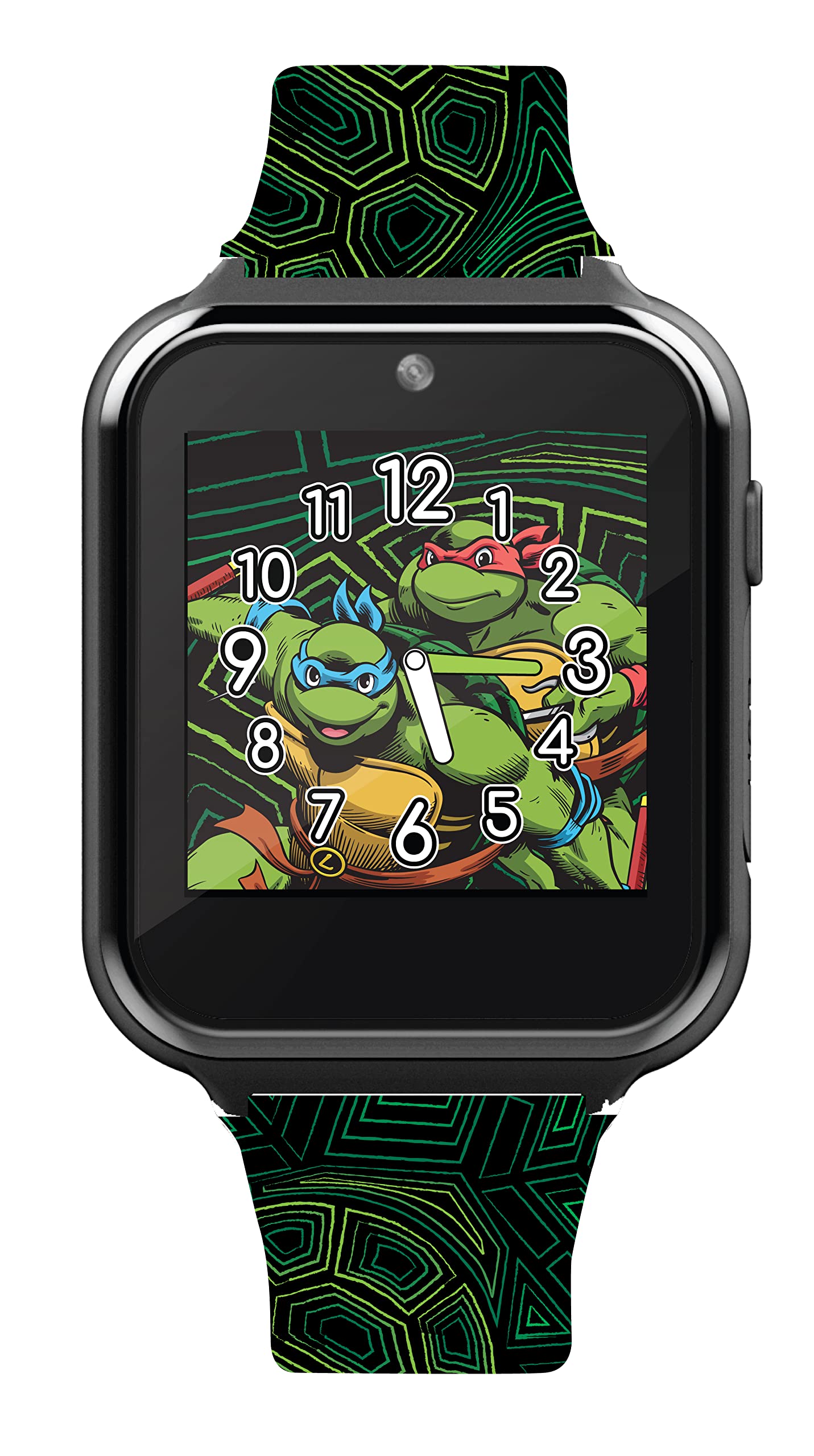 Accutime Paramount Teenage Mutant Ninja Turtles TMNT Black Educational Learning Touchscreen Smart Watch Toy for Girls, Boys, Toddlers - Selfie Cam, Learning Games, Pedometer & More (Model: TMR4093AZ)