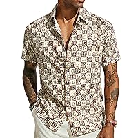 PJ PAUL JONES Mens Shirt Short Sleeve Button Down Tropical Shirts Casual Summer Beach Shirt with Chest Pocket