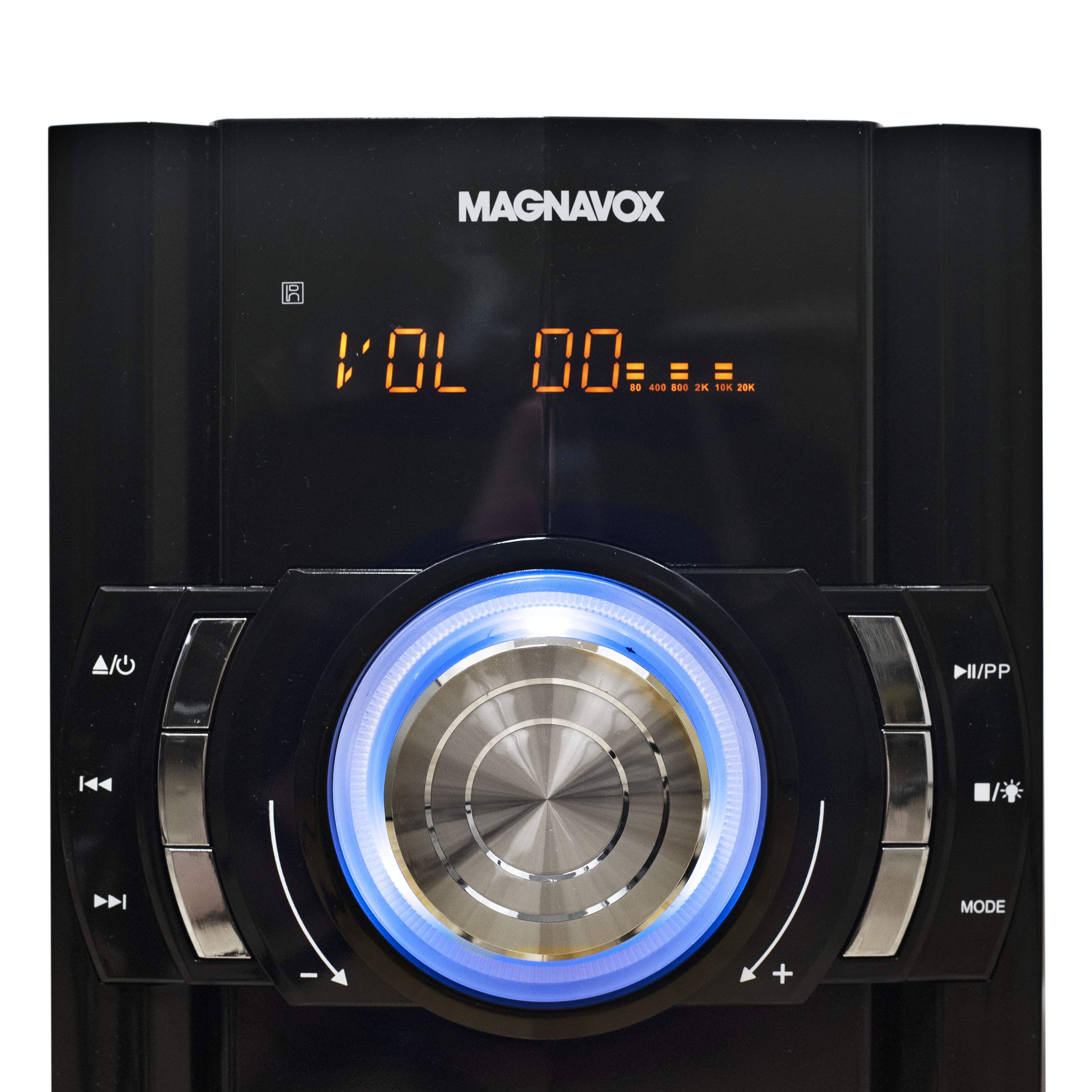 Magnavox MM440 3-Piece CD Shelf System with Digital PLL FM Stereo Radio, Bluetooth Wireless Technology, and Remote Control in Black | Blue Colored Lights | LED Display | AUX Port Compatible |