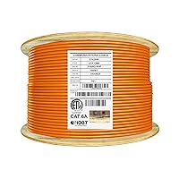 Elite Cat6A Riser Unshielded, UTP, CMR, 1000ft, 23AWG, 10Gb (10 Gigabit), 750MHz, Solid Pure Copper, UL Listed, Bulk Ethernet Cable, Orange