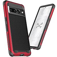 Ghostek ATOMIC Slim Clear Case - Aluminum Bumper, Rugged Shockproof Protection for Google Pixel 7 (6.3 Inch) - Aramid Red