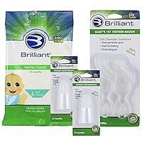 Brilliant Bundle with Tooth Tissues 30 Count, 2 Silicone Finger Toothbrushes, & 2 Babys 1st Toothbrush - Silicone Baby Toothbrush, Baby Must Haves, Products for Infant Dental Hygiene, Clear