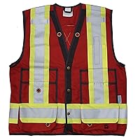 Viking mens Open Road Surveyor Safety Vest - Class 2 Reflective Polyester Twill With 14” Zippered Pack on BackSafety Vest