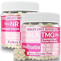 NAD Plus NAD+ Supplement, Gummies w NR Nicotinamide Riboside NAM Nicotinamide Resveratrol ALA Alpha Lipoic Acid Fisetin TMG Trimethylglycine/Betaine Anhydrous Vitamin D3 K2 MK-7 Piperine Supplements