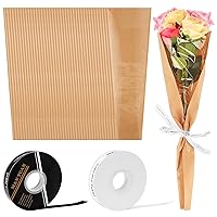 HIMOMO 100 Pcs Flower Wrapping Paper Bouquet Flower Paper Wrap with 2Pcs Satin Ribbon, Flower Rose Sleeves for Bouquets Bulk Flower Bags for Wedding Birthday Graduation Anniversary Bridal Shower