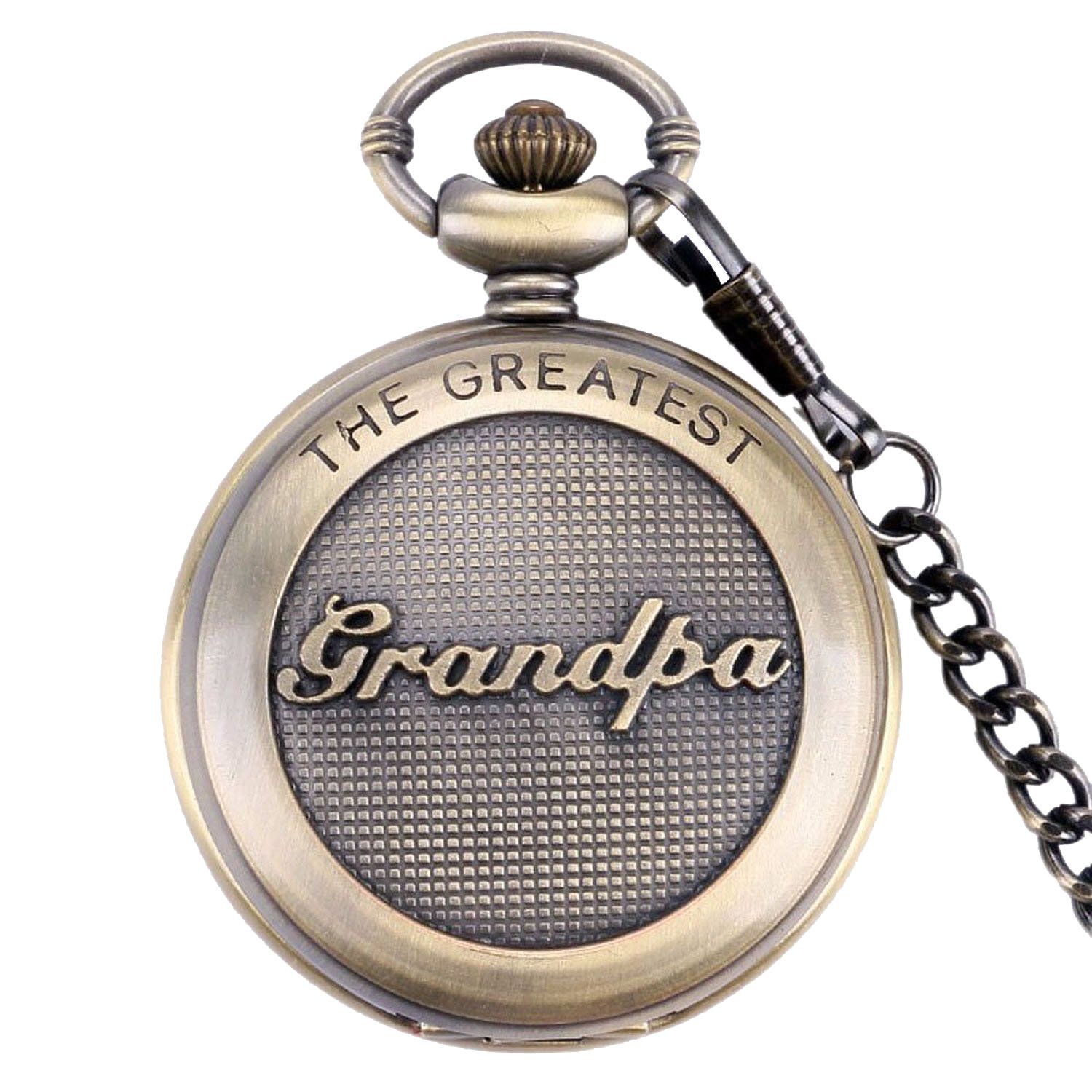 Realpoo Dad Gifts for Fathers Day Personalized Engraved Pocket Watch - Engraved Dad, Grandpa for Father's Day, Birthday Gift, Men's Quartz Pocket Watch with Chain for Christmas