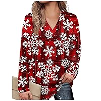 Christmas Shirts for Women 2023 Trendy Long Sleeve Christmas Shirts Dressy Graphic Fall Tees Loose Fit Tunic Tops