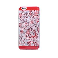 iPhone 6s Case - See-Through Floral Design, Thin, Light-Weight, Flexible Case for iPhone 6 / 6s - [RED] [aplip6floralred]