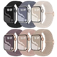 6 Pack Braided Solo Loop Compatible with Apple Watch Band 38mm 40mm 41mm 42mm 44mm 45mm 49mm for Women Men, Stretchy Nylon Elastic Strap Wristband for iWatch Series 9 8 7 6 5 4 3 2 1 SE Ultra Ultra 2