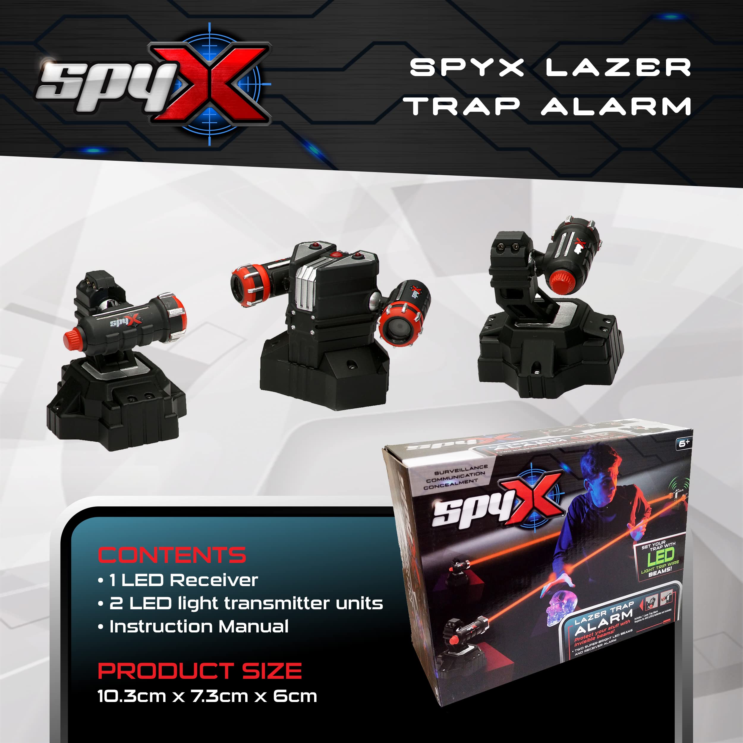 SpyX / Lazer Trap Alarm – Safe Laser Alarm Toy for Spy Kids to Protect Stuffs. Invisible Infrared Beam Spy Gadget for Kids. Motion Sensor/Detector Toy for Boys & Girls