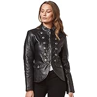 Smart Range Ladies Military Parade Style Fashion Soft Real Black Napa Leather Jacket 8976